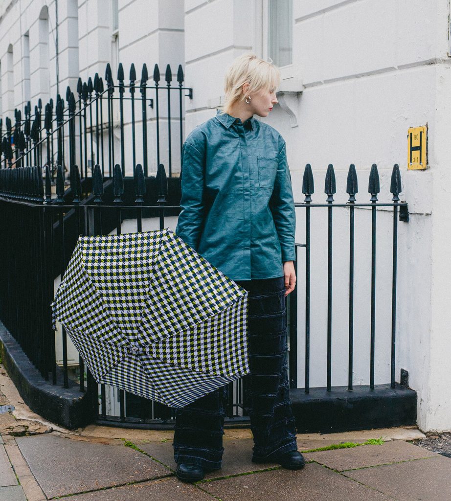 Anatole Smith Gingham Umbrella - Black main image 0