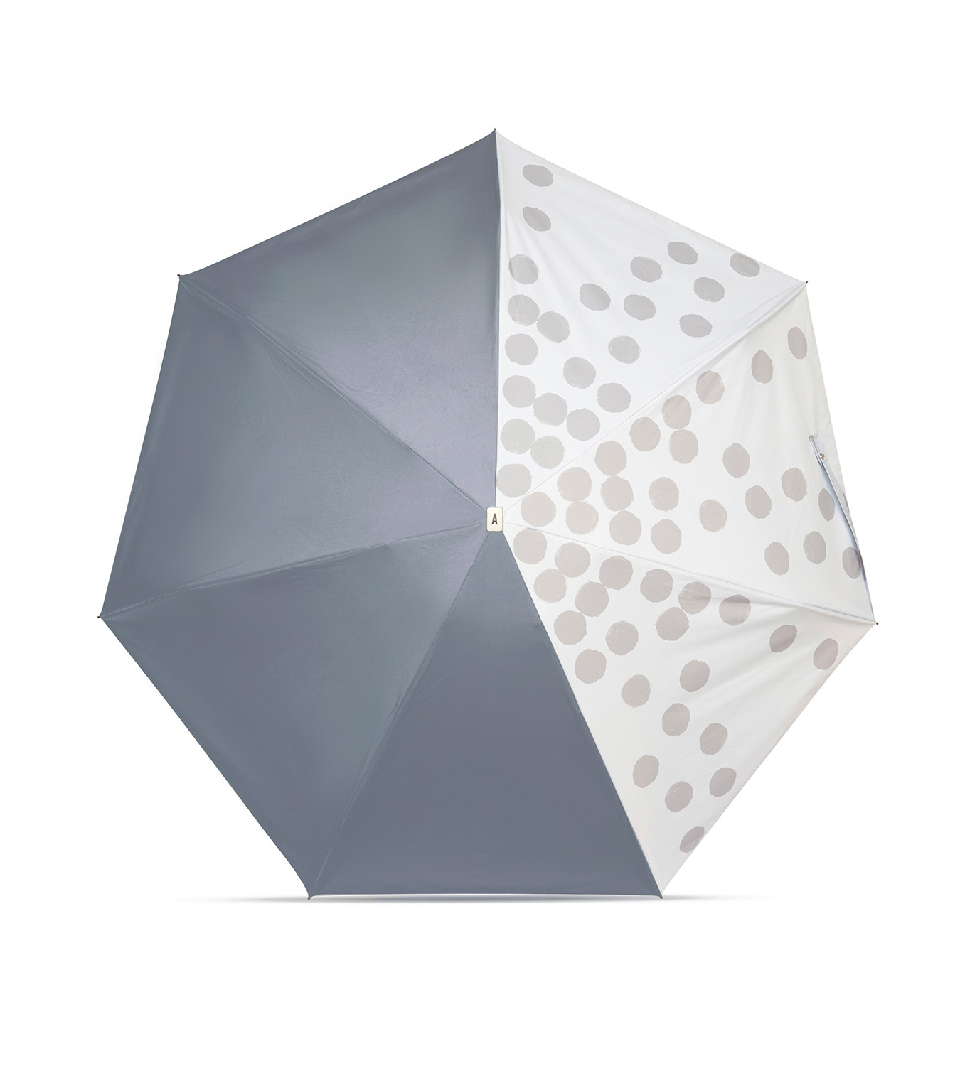 Mini parapluie-ombrelle ANATOLE x Idée - Bleu-Gris & Pois Noirs - Viarmes – Image 2