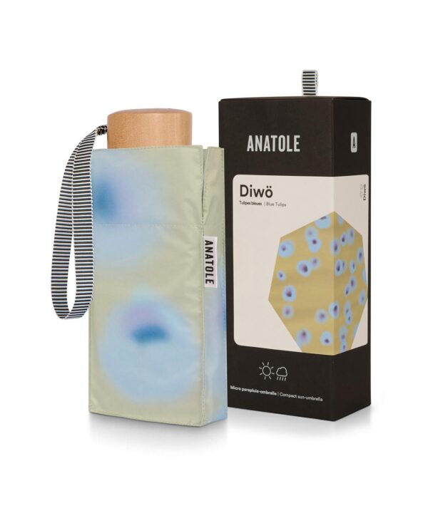 UV protection compact umbrella - Sun & Rain - Blue Tulips - DIWÖ
