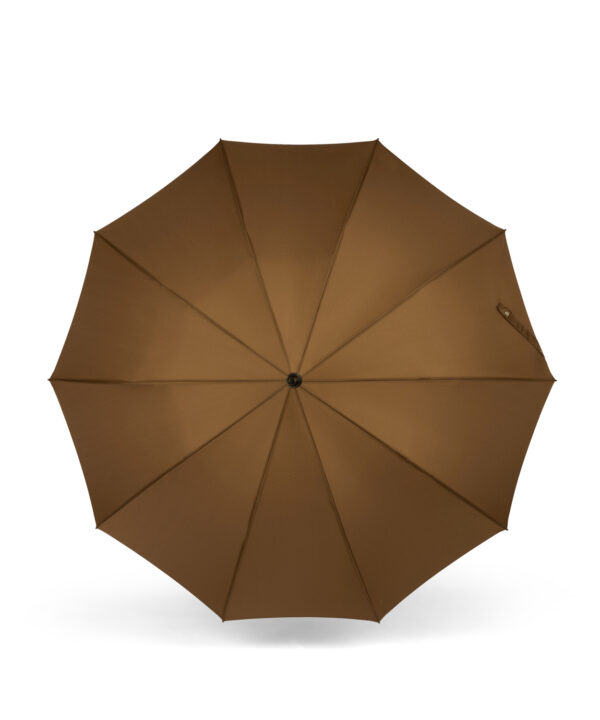 Alternative view of Grand parapluie droit classique caramel - 10 baleines - AUGUSTINE