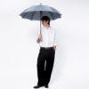Grand parapluie droit classique bleu-gris - 10 baleines - VICTOR – Image 3