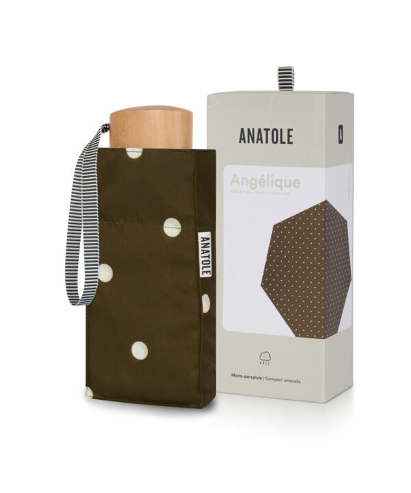 Khaki & Polka Dots compact Umbrella – ANGÉLIQUE